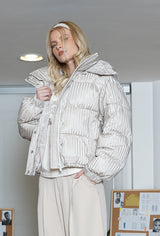 Oversized iridescent puffer jacket Beige