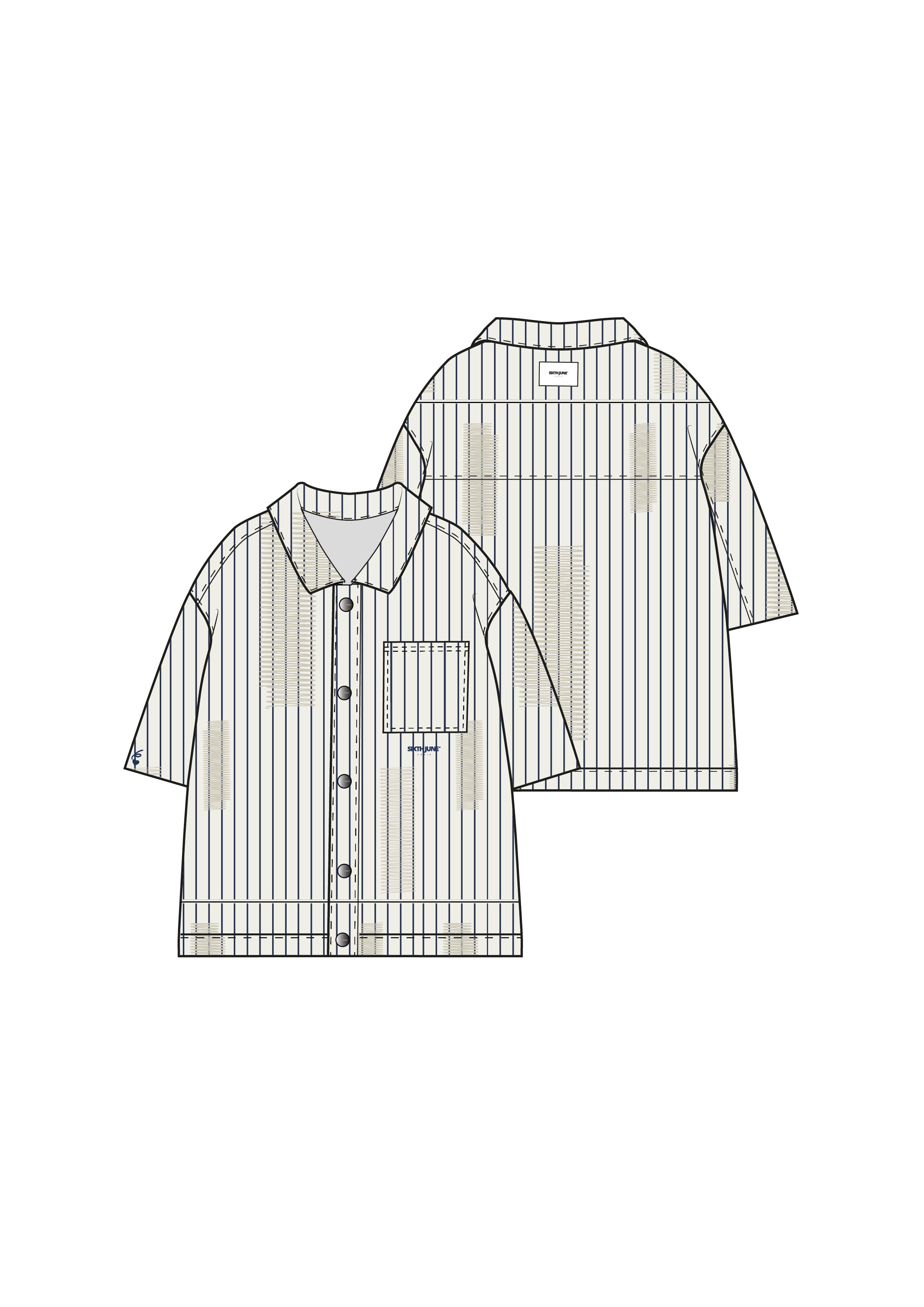 Oversize Stripes Denim Distressed Shirt 34855-BEIG