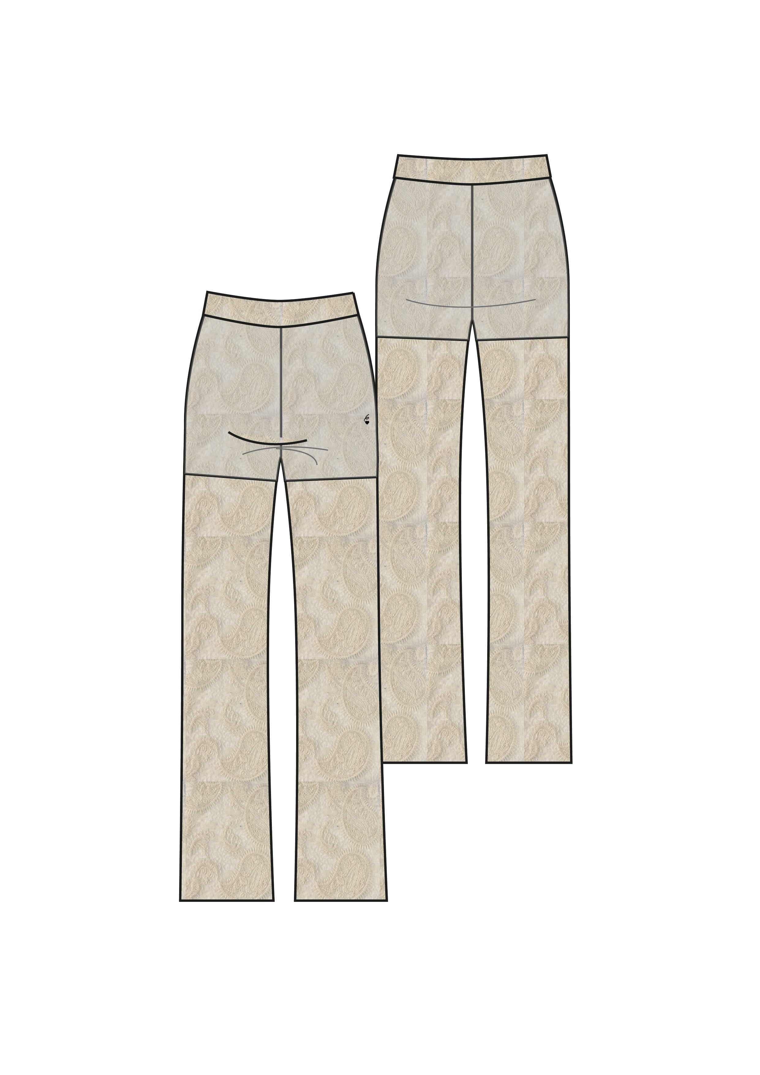 Paisley Lace Pants 34864-BEIG