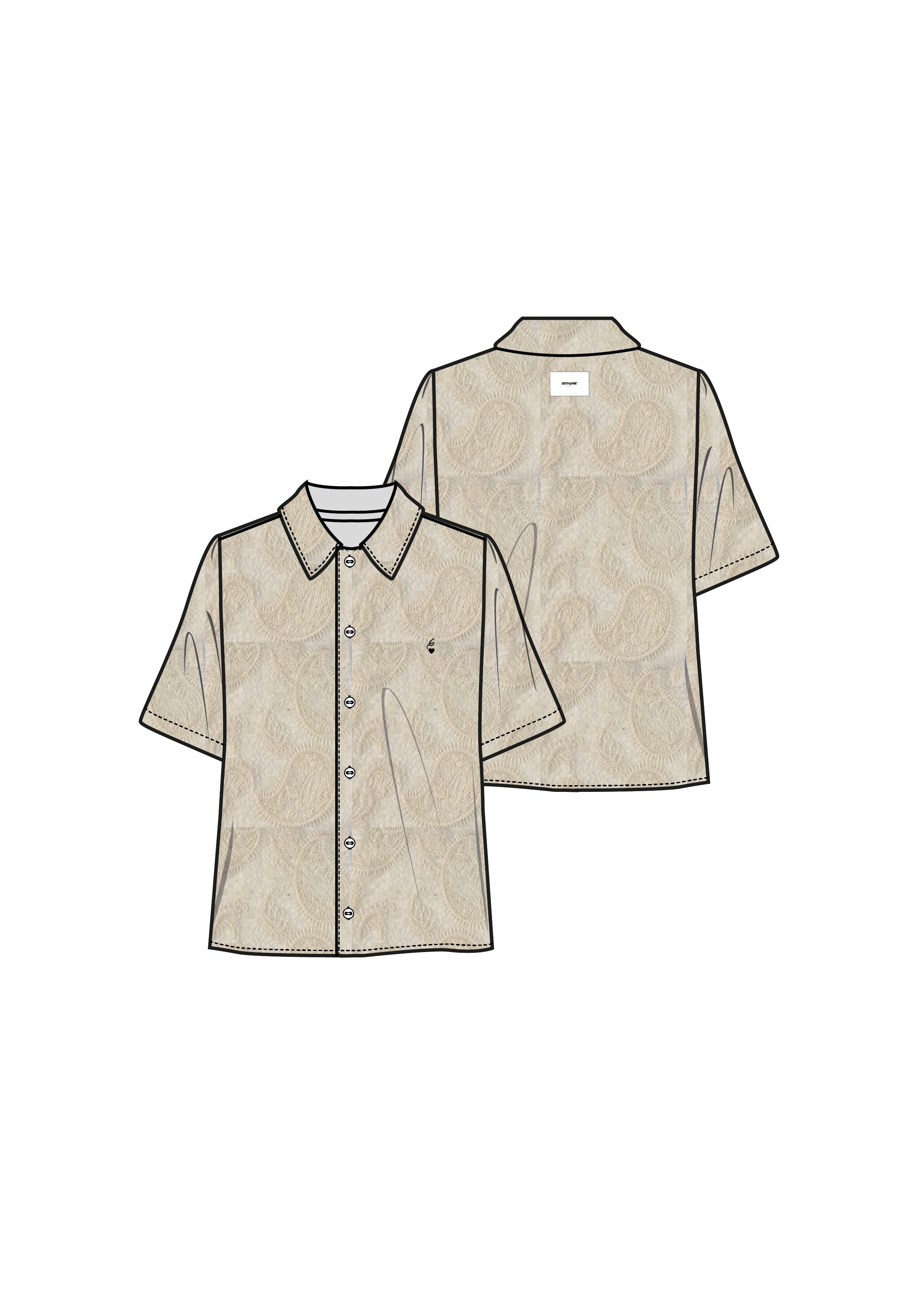 Paisley Lace Resort Shirt 34868-BEIG