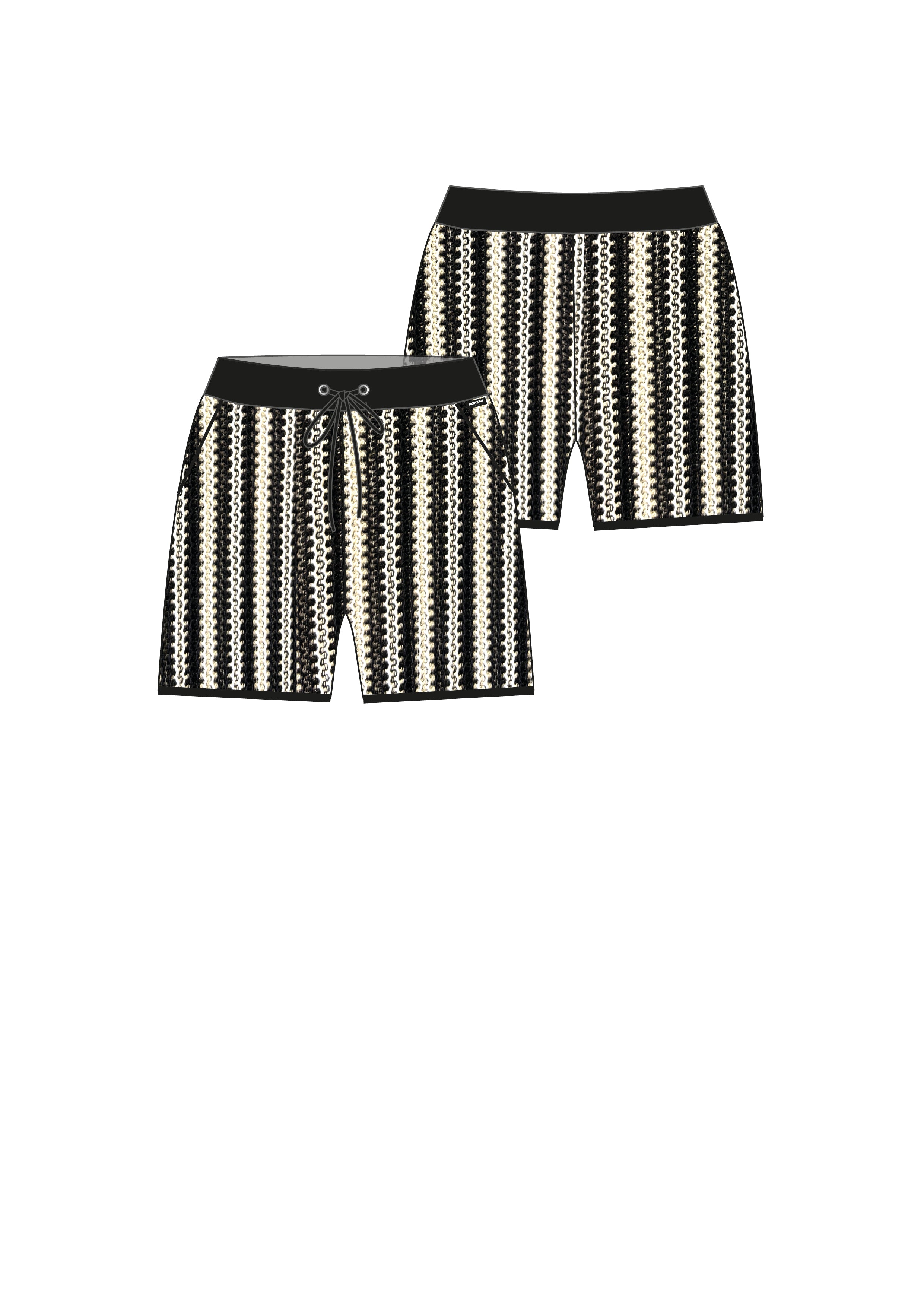 Stripes Knit Shorts 34888-BLAC