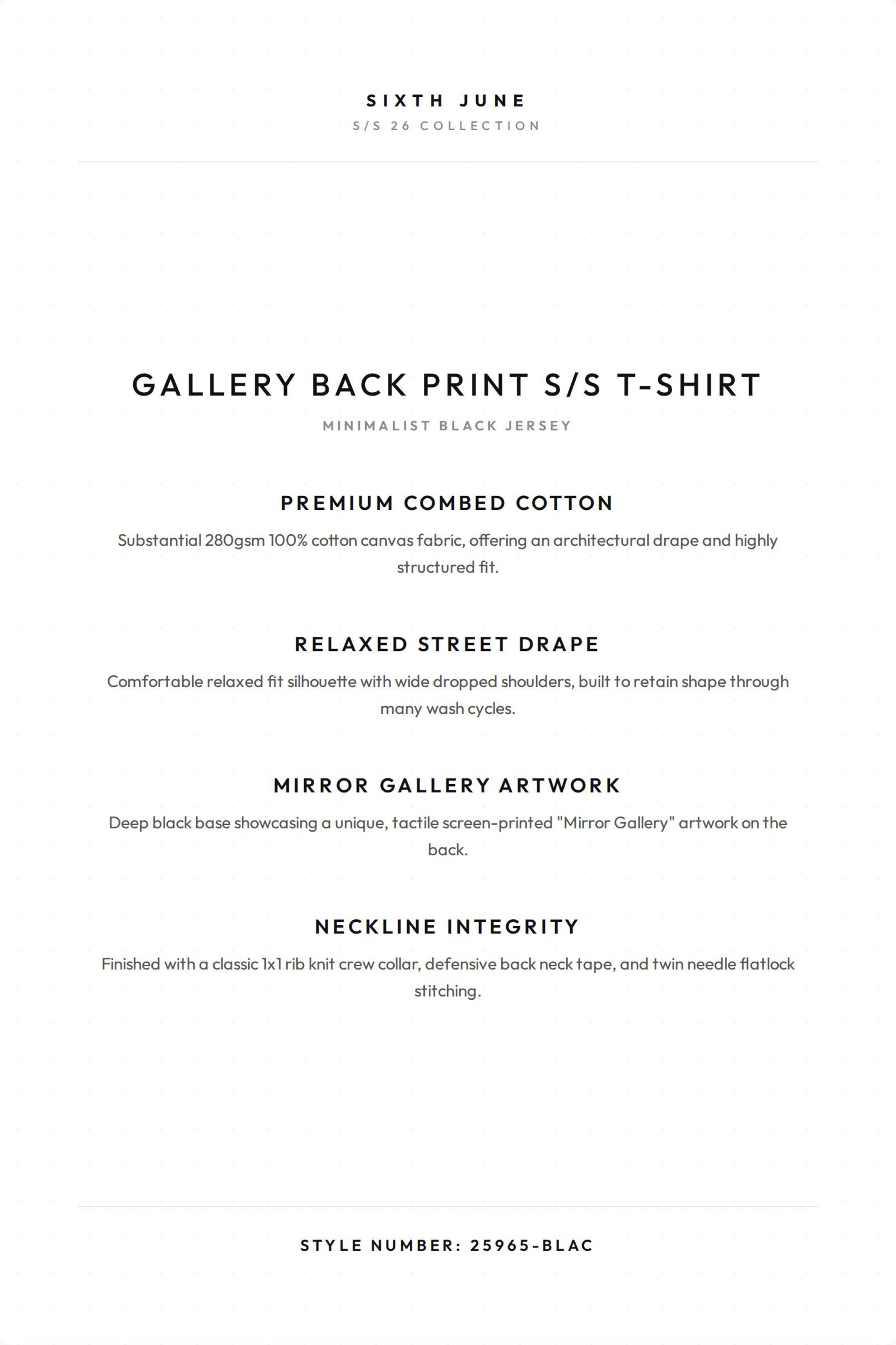 GALLERY Back Print S/S T-Shirt