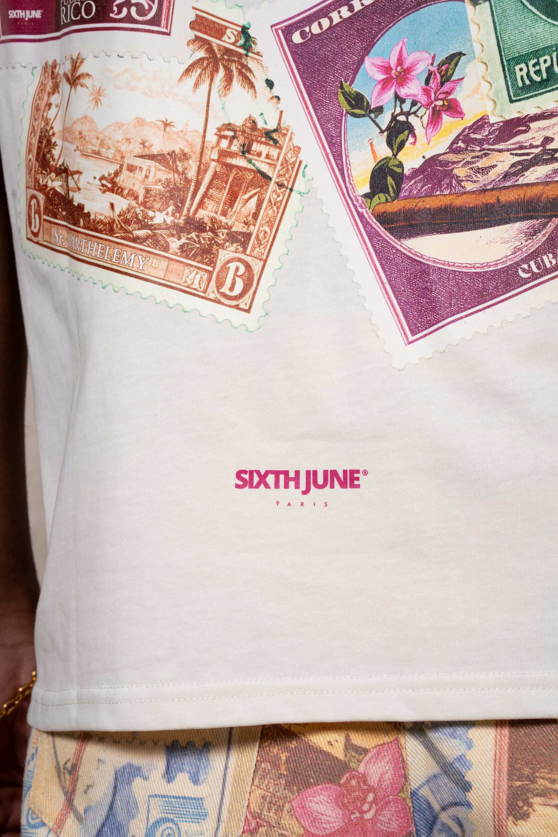 Carribean Stamps Tee 25992-OFFW