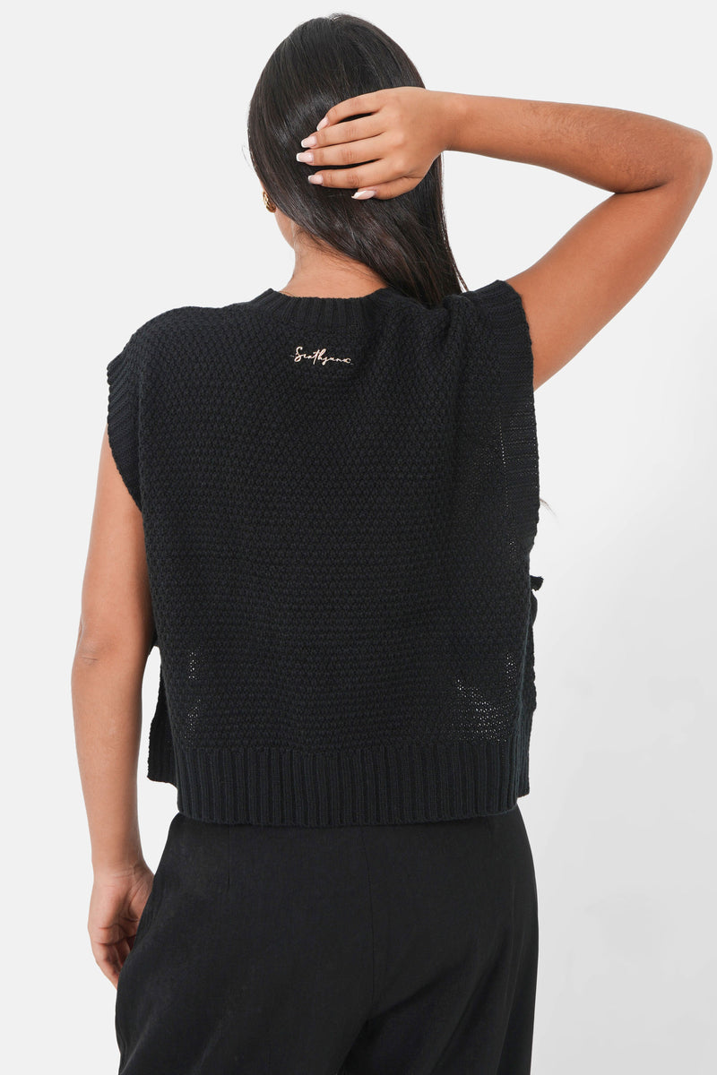 Sleeveless knitted Top 12609-BLAC