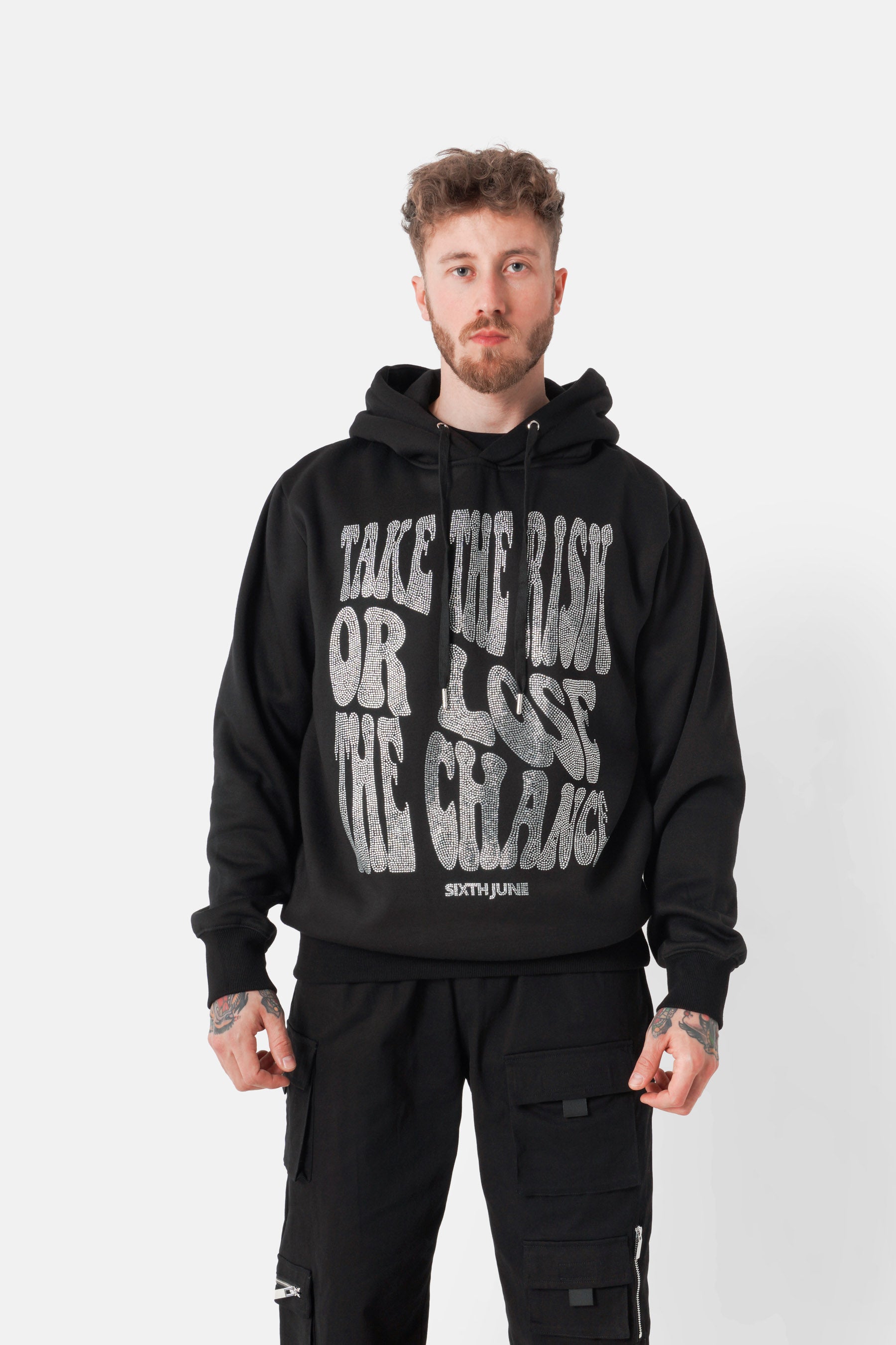 Hoodie take the risk strass 12681-BLAC