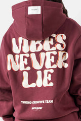 Vibes Never Lie Sixth June Back Retro Print Hoodie 12943-BURG