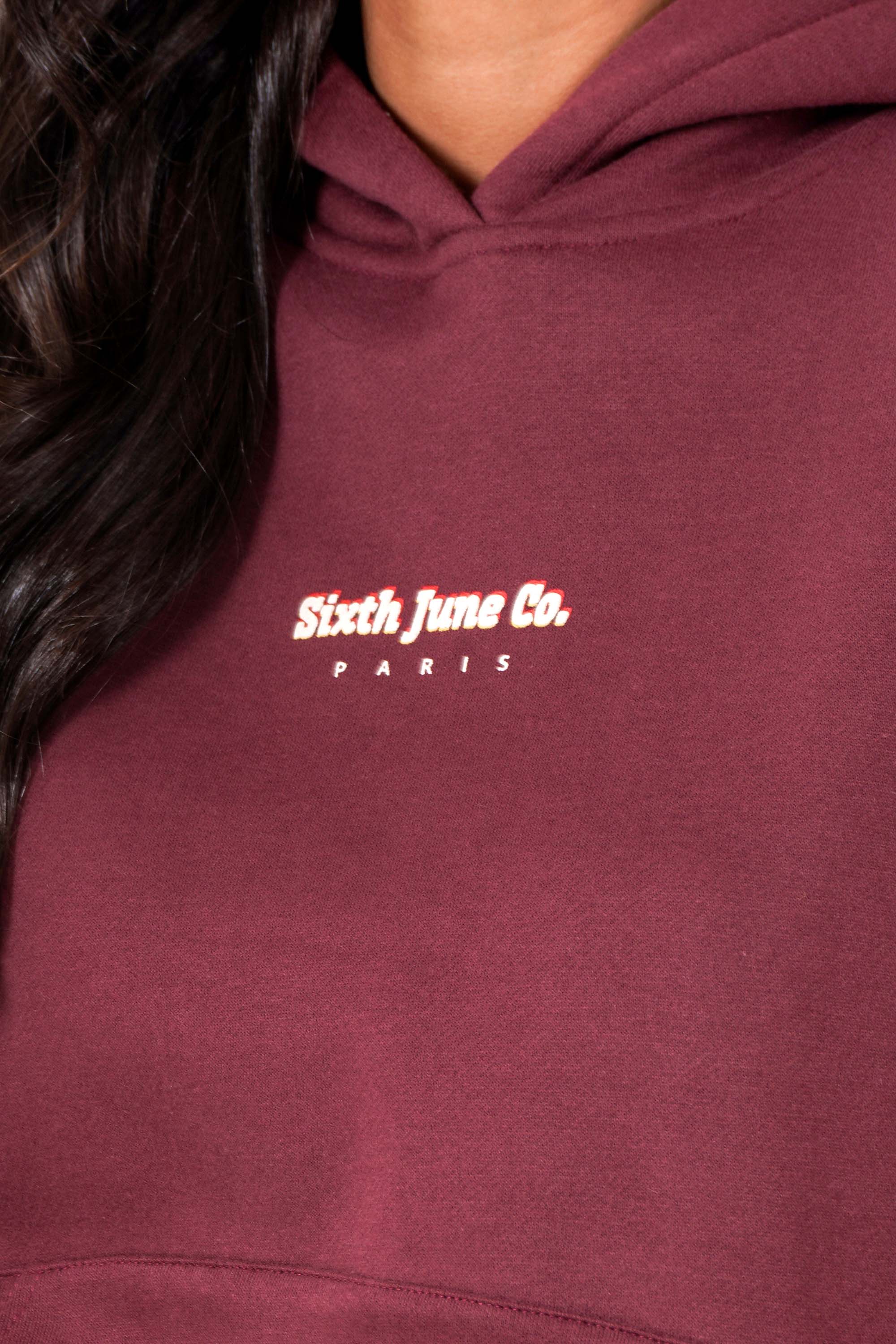 Vibes Never Lie Sixth June Back Retro Print Hoodie 12943-BURG