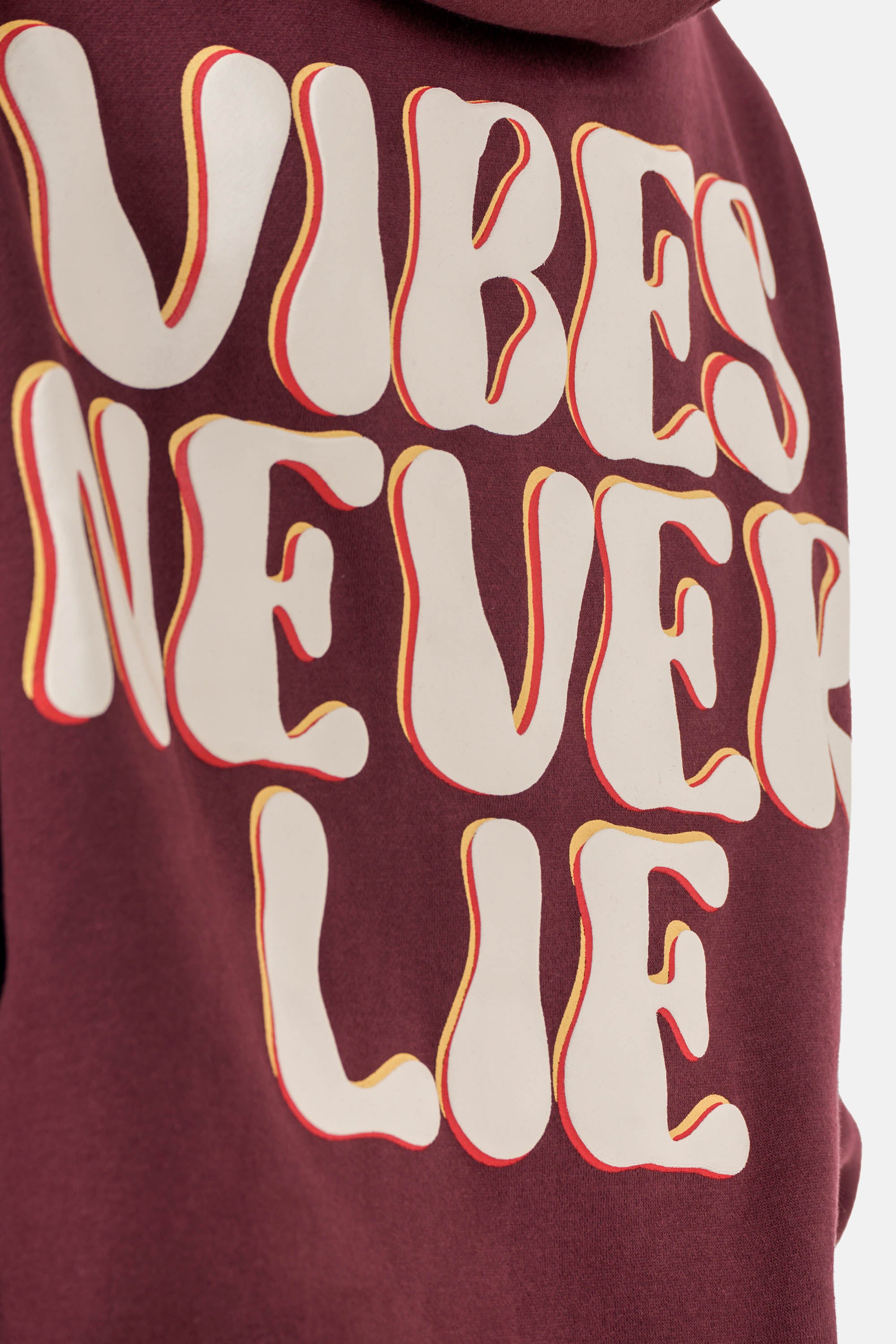 Vibes Never Lie Sixth June Back Retro Print Hoodie 12943-BURG