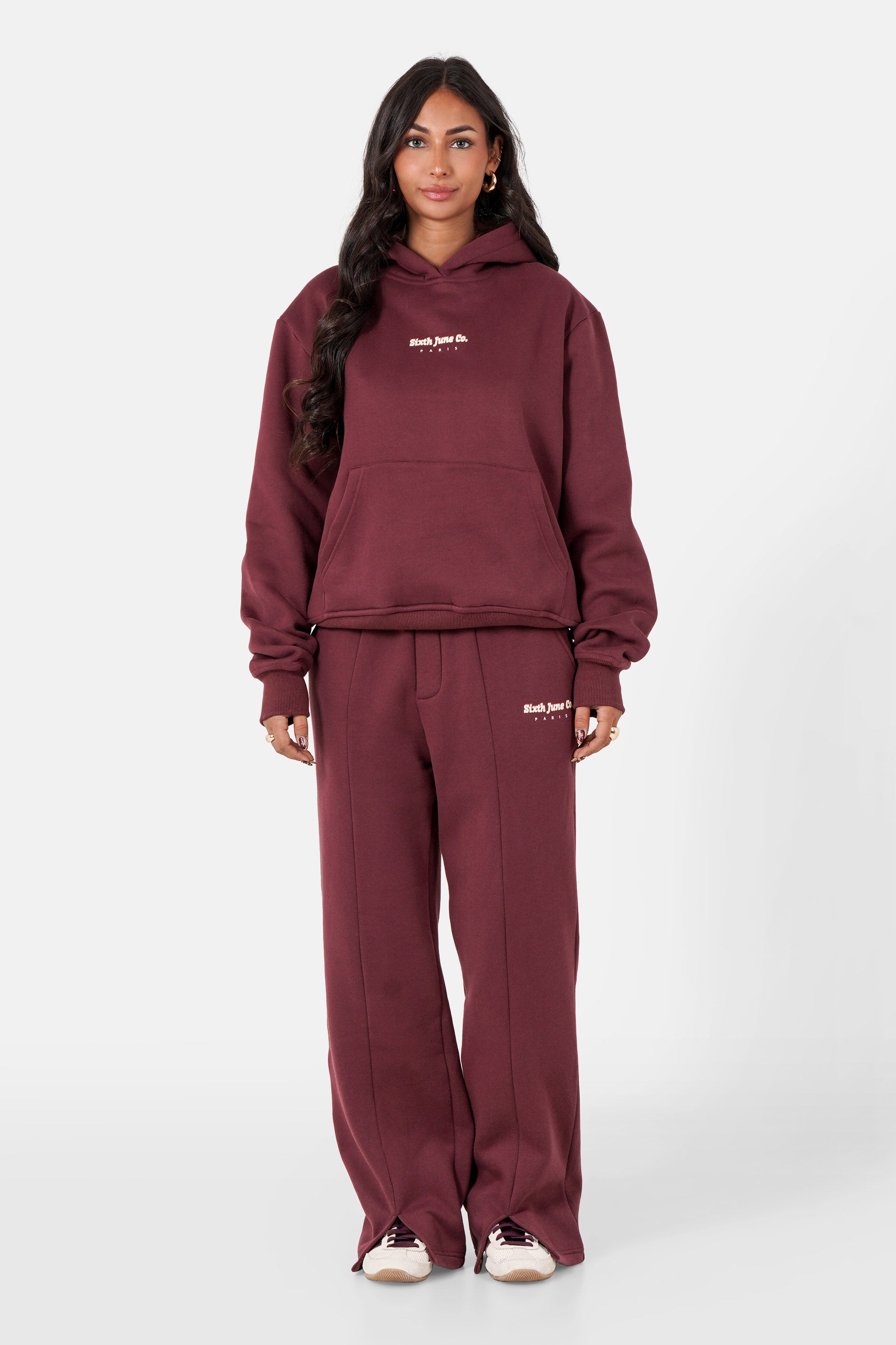 Vibes Never Lie Sixth June Back Retro Print Hoodie 12943-BURG