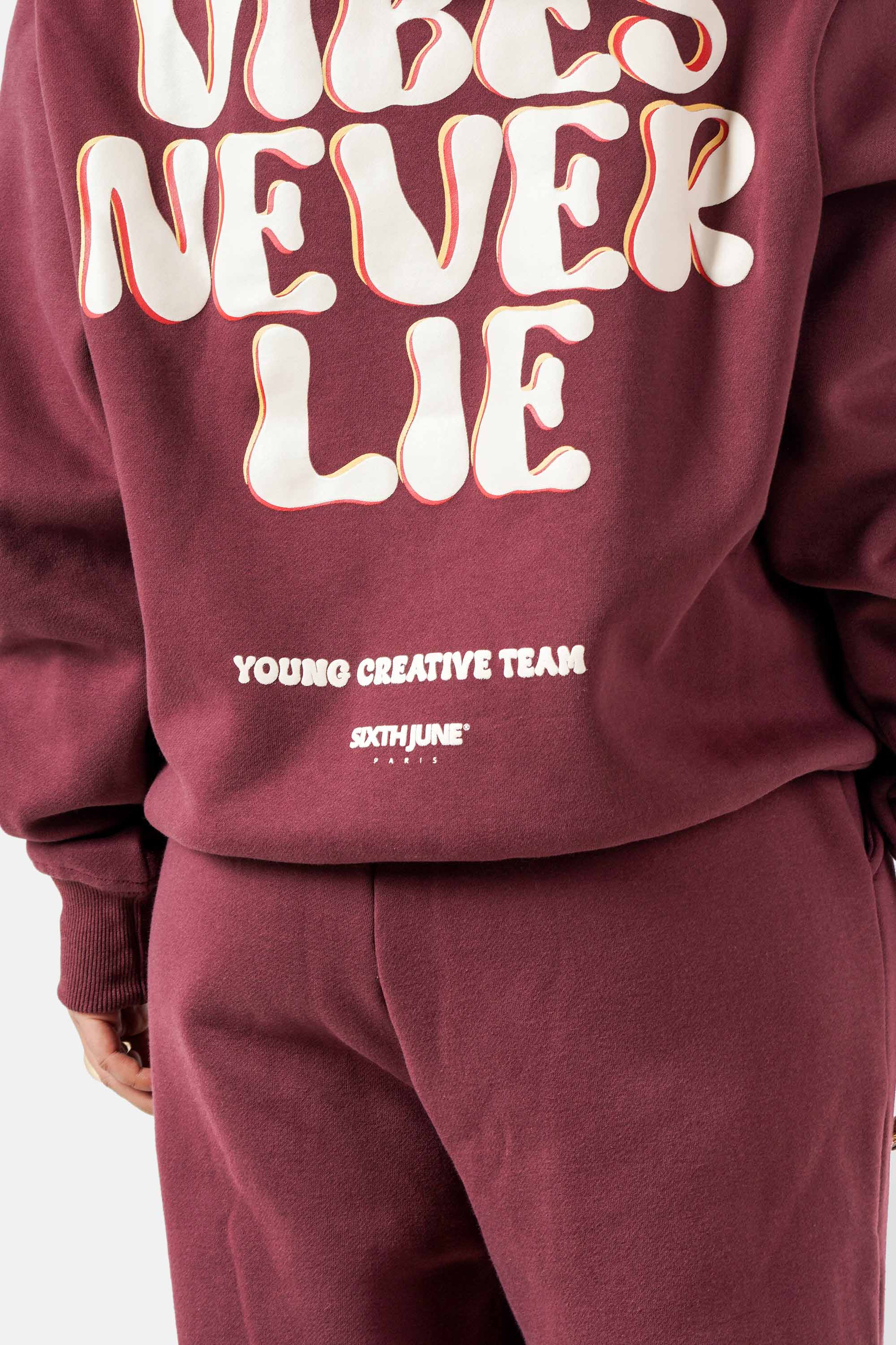 Vibes Never Lie Sixth June Retro Print Joggers 12945-BURG