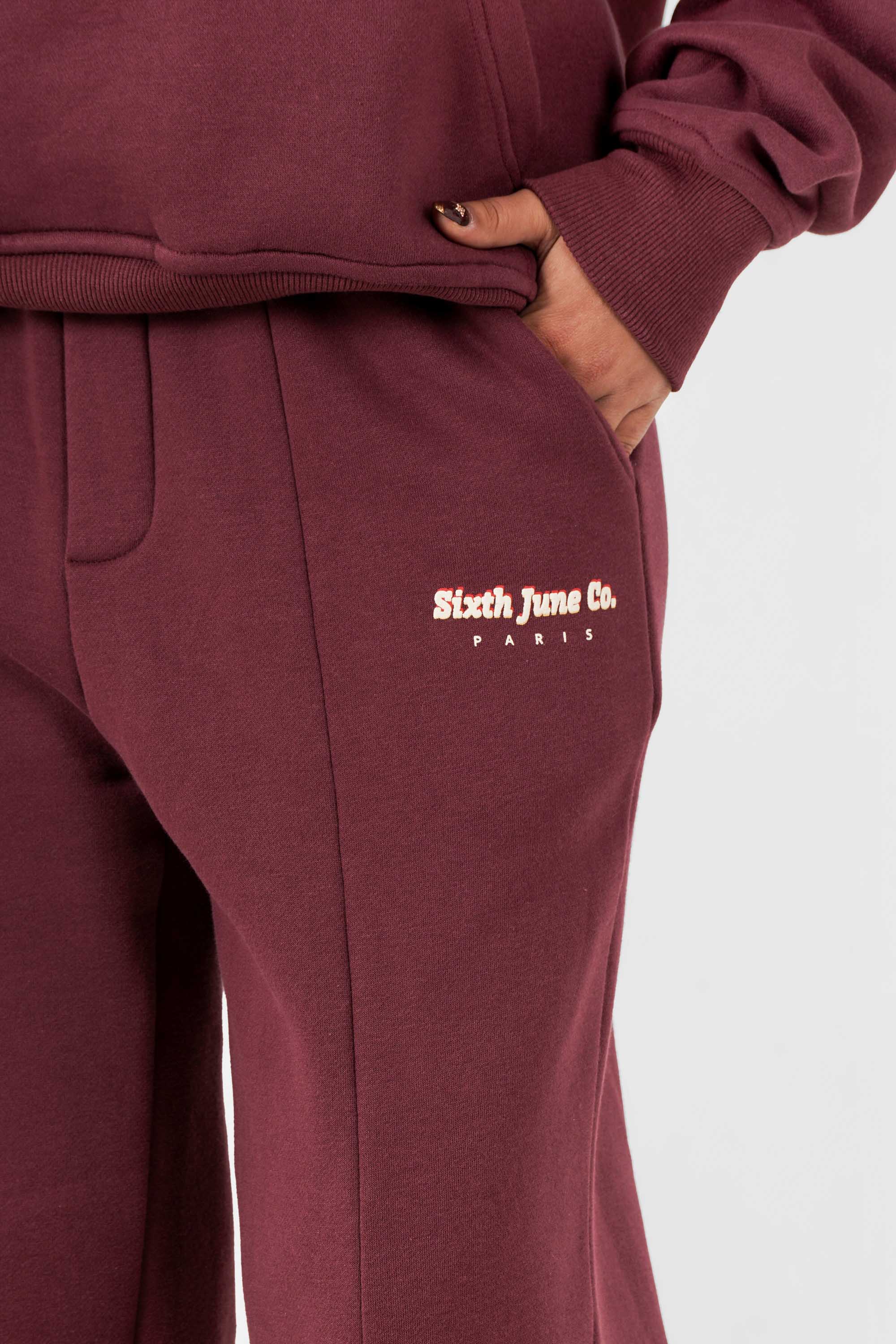 Vibes Never Lie Sixth June Retro Print Joggers 12945-BURG