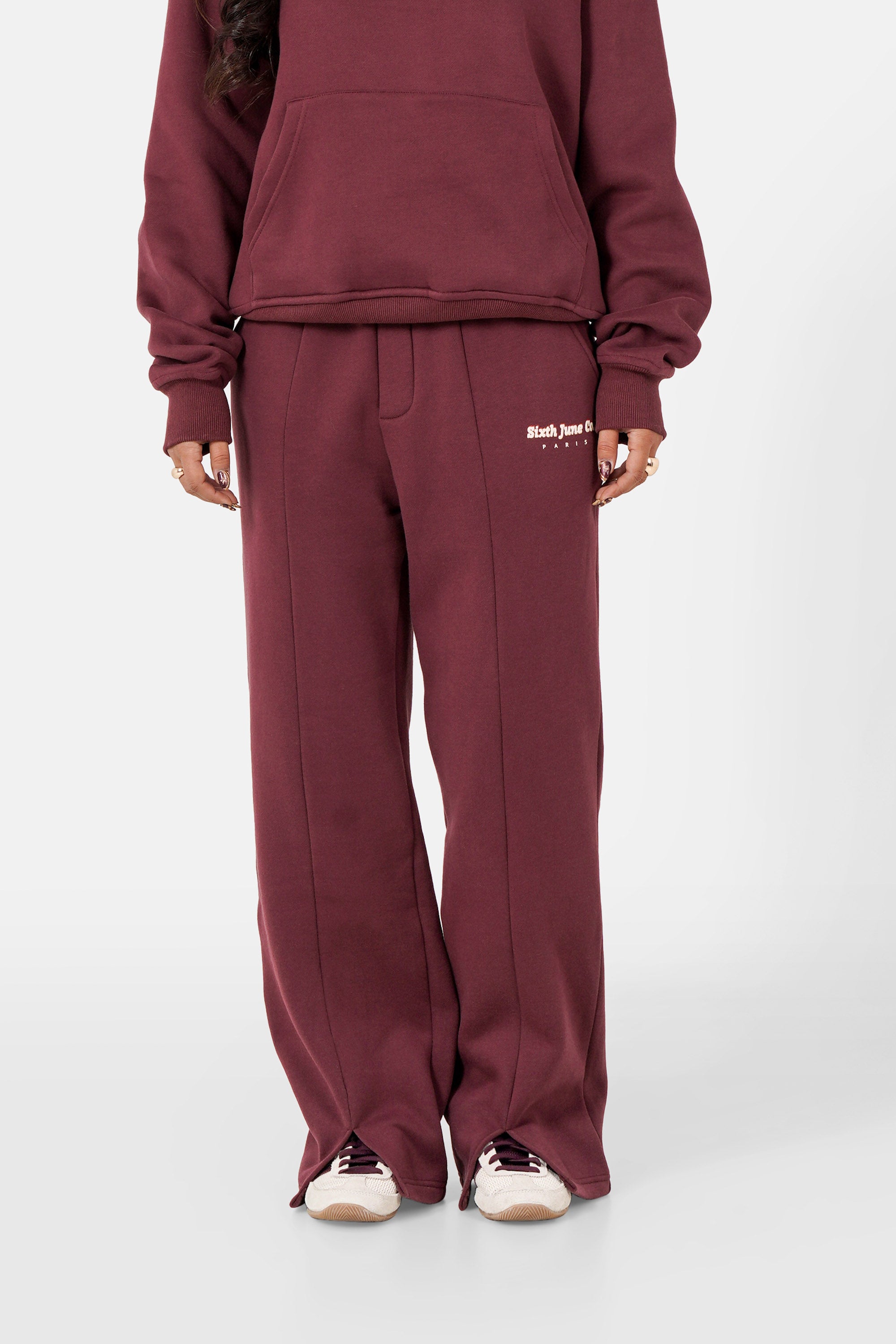 Vibes Never Lie Sixth June Retro Print Joggers 12945-BURG