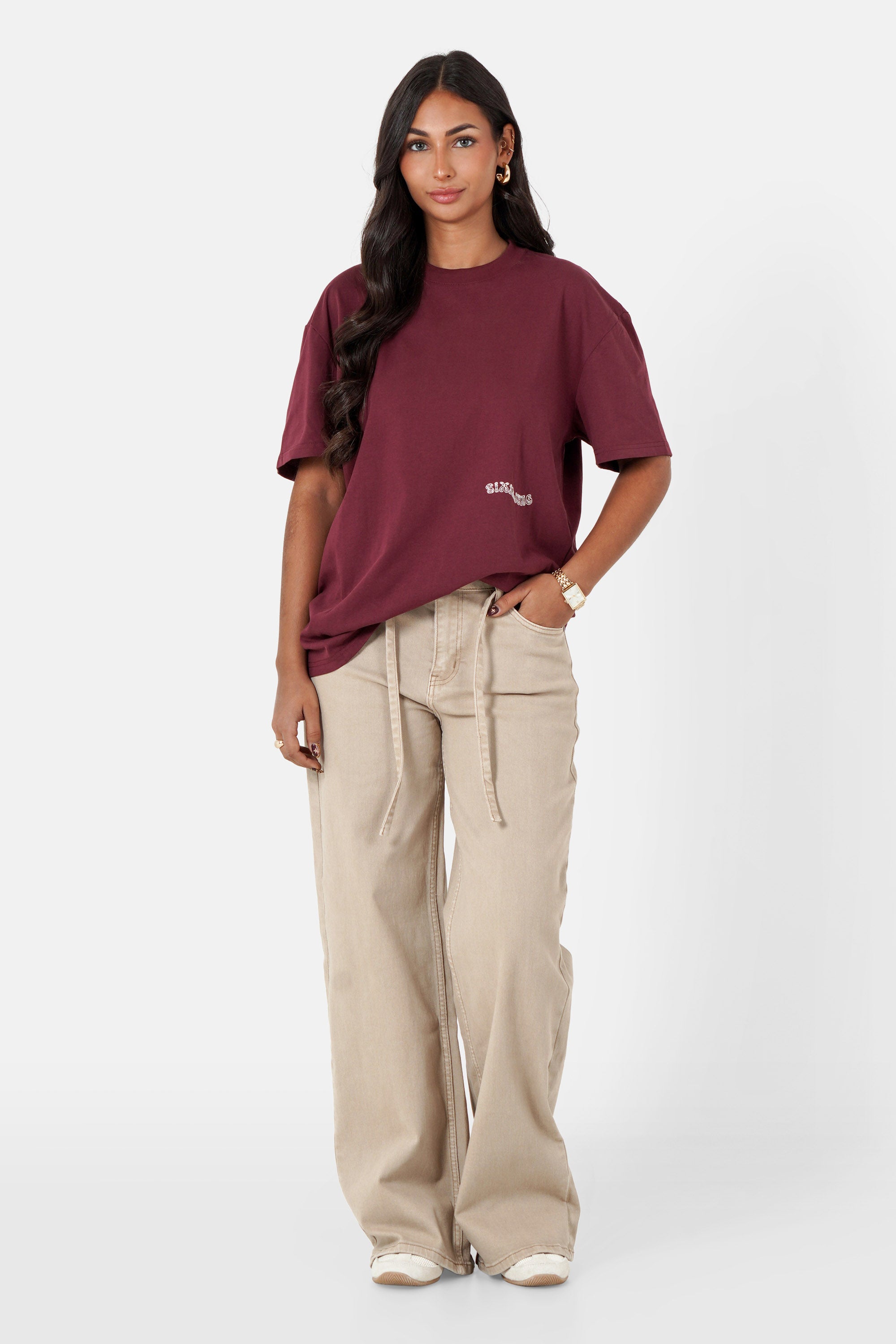 Jungle Flower Sixth June Print ss Tshirt  12977-BURG