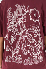 Jungle Flower Sixth June Print ss Tshirt  12977-BURG