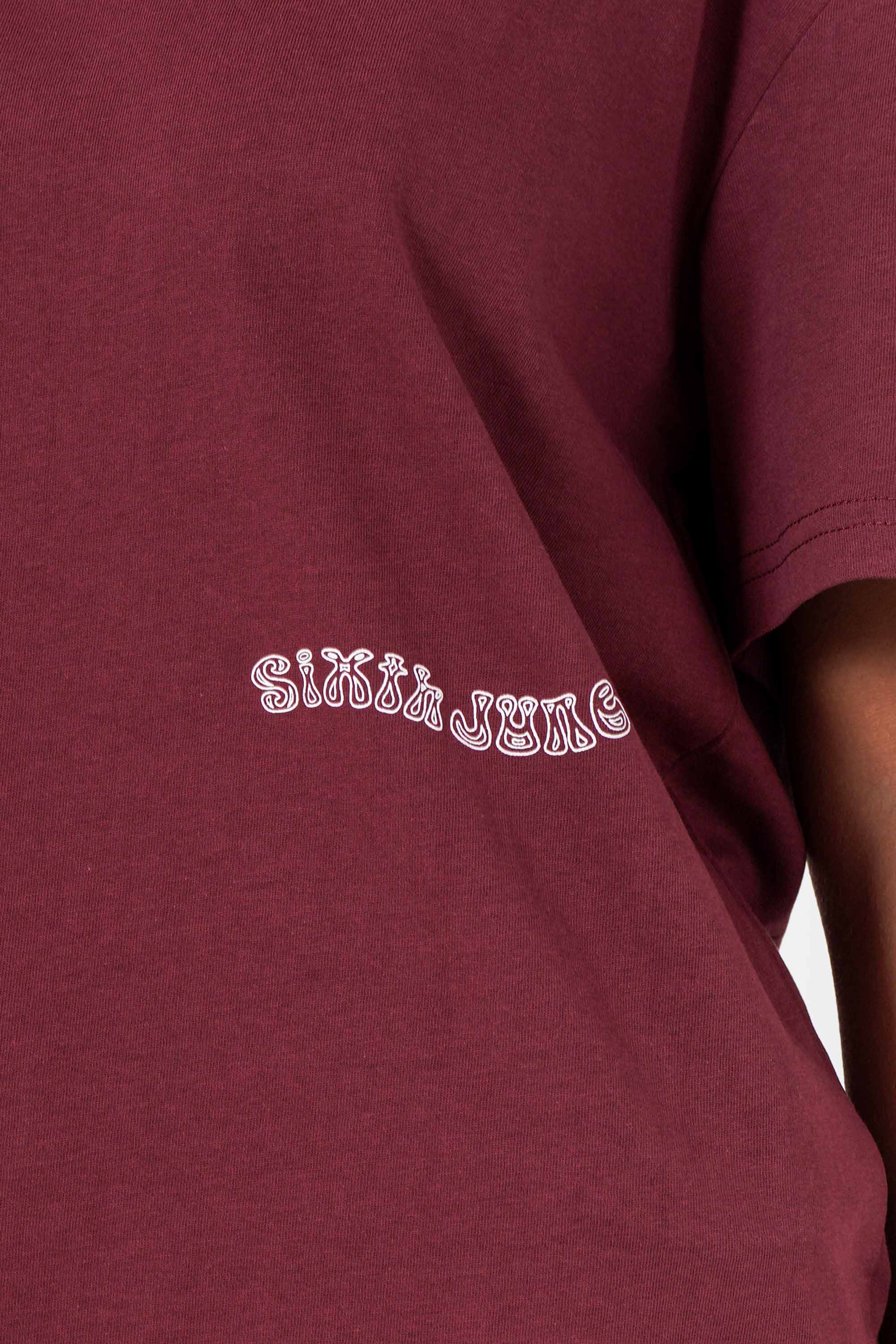 Jungle Flower Sixth June Print ss Tshirt  12977-BURG