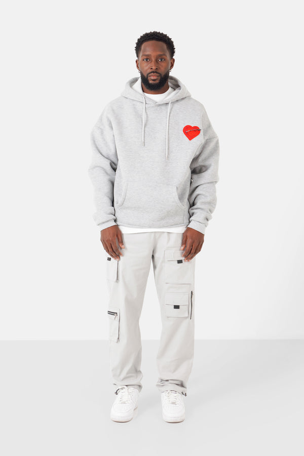 Heart hoodie Grey