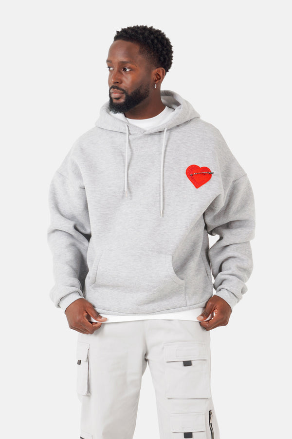 Heart hoodie Grey