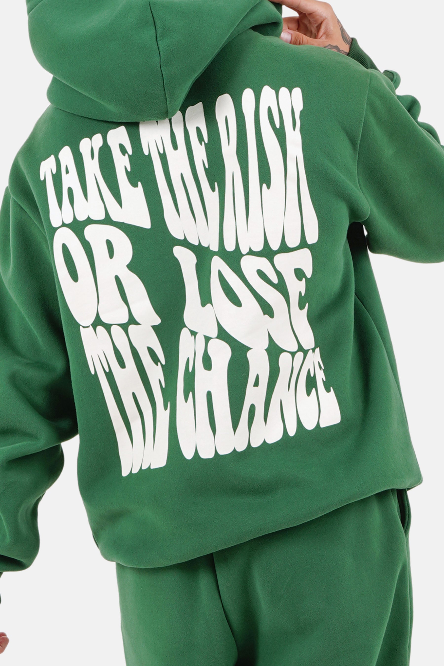 Retro print hoodie Green