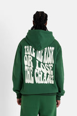 Retro print hoodie Green
