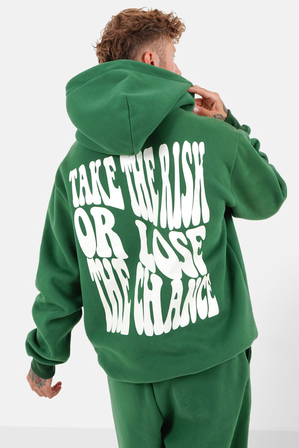 Retro print hoodie Green