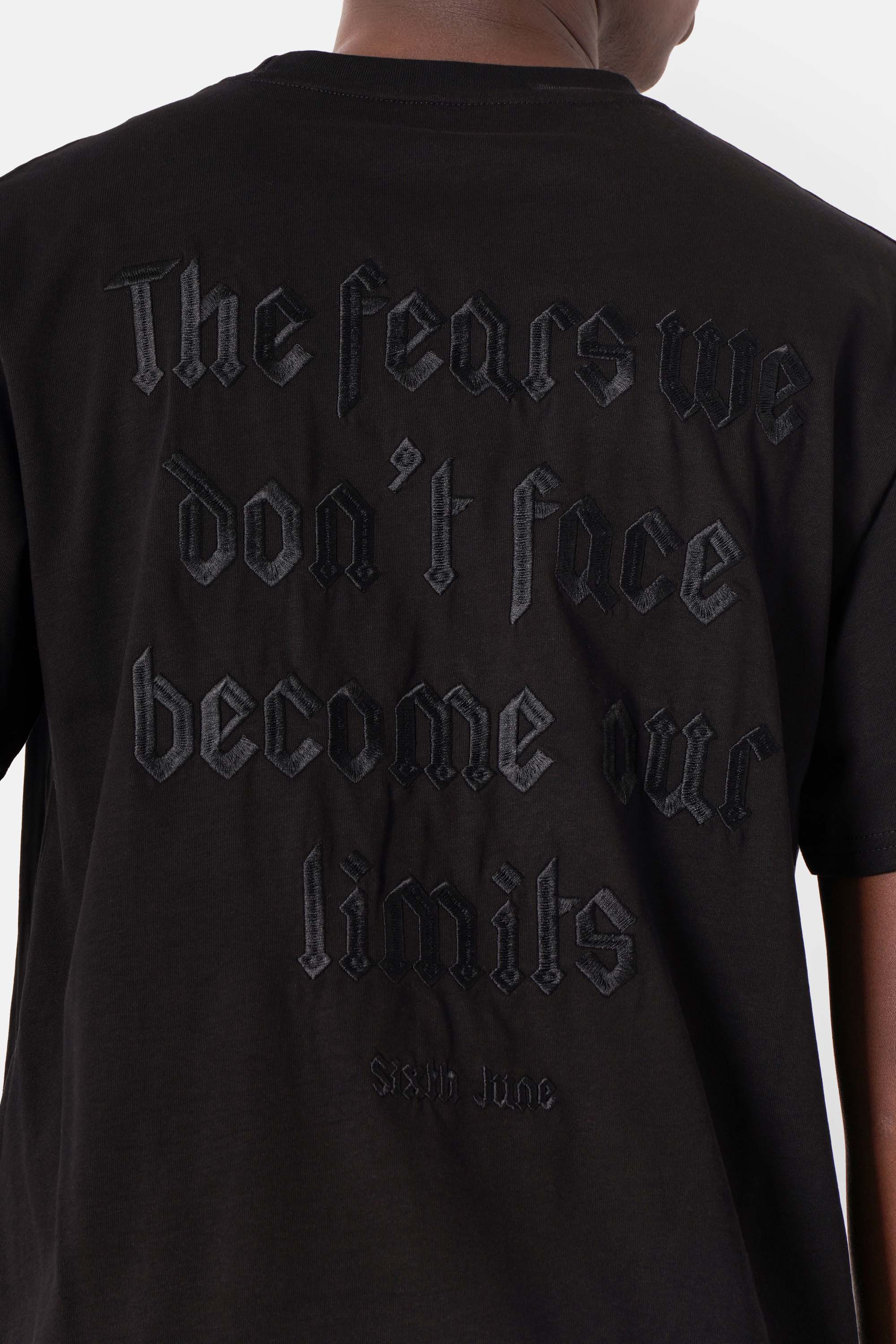 T-shirt short sleeves fear print 22977-BLAC