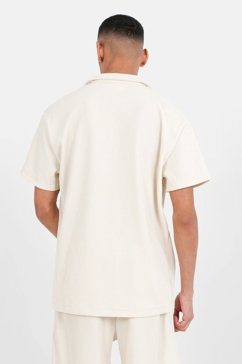 NEW PLISSE SS SHIRT 23696-BEIG
