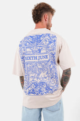 T-shirt short sleeves azulejos print 23981-BEIG
