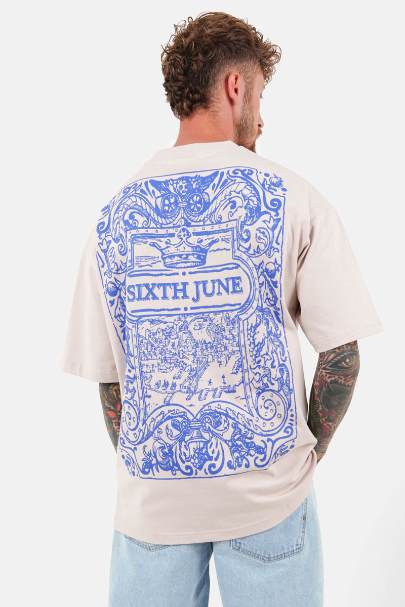 Azulejos back print t-shirt Beige