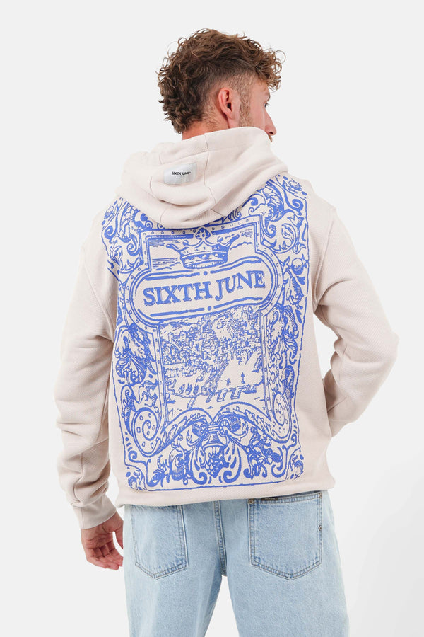Azulejos back print hoodie Beige