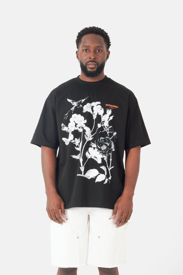T-shirt short sleeves floral 25140-BLAC
