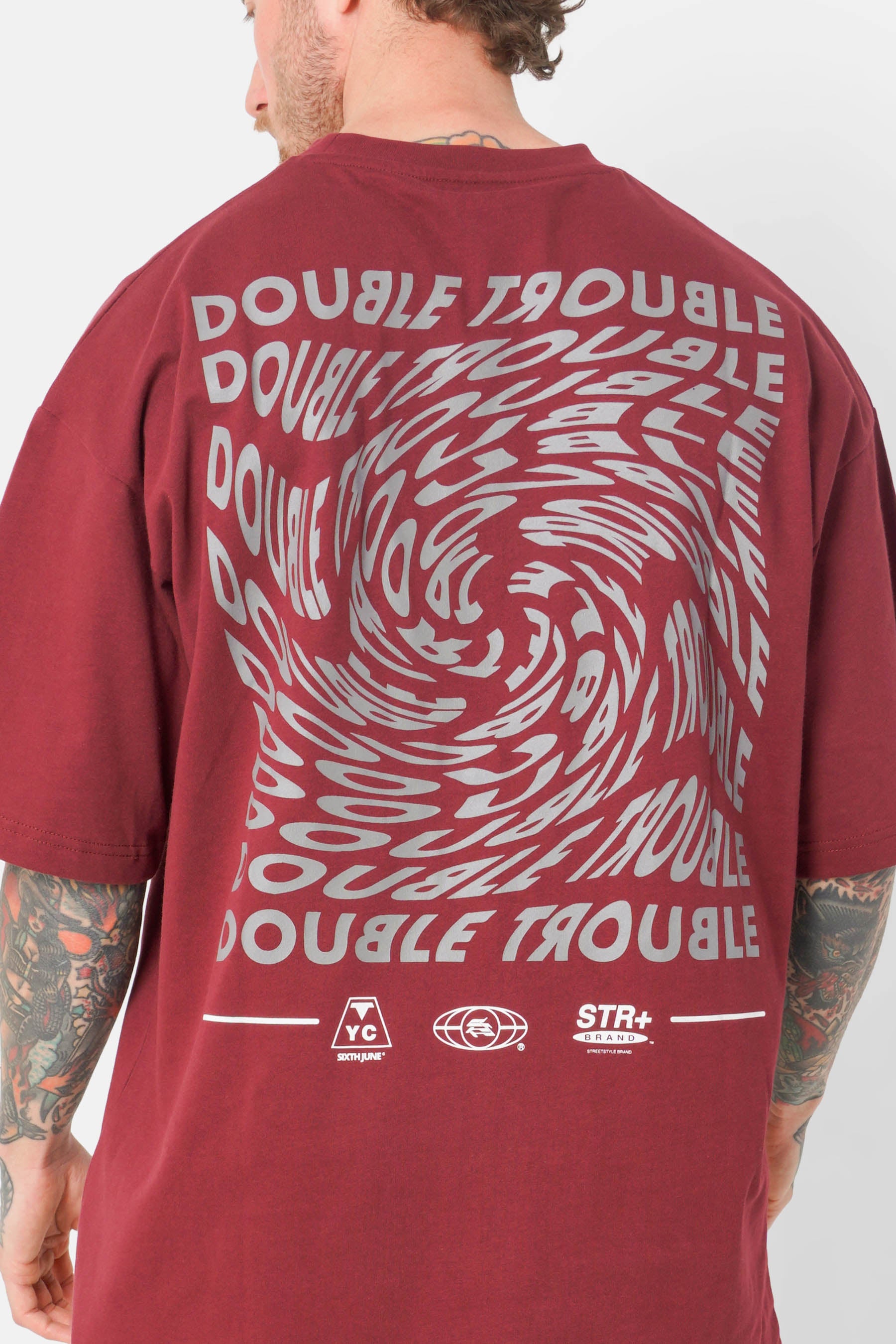T-shirt trouble print 25181-BURG