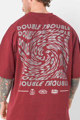 T-shirt trouble print 25181-BURG
