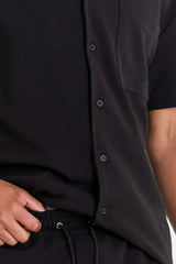 CREPE FABRIC SS SHIRT 25200-BLAC