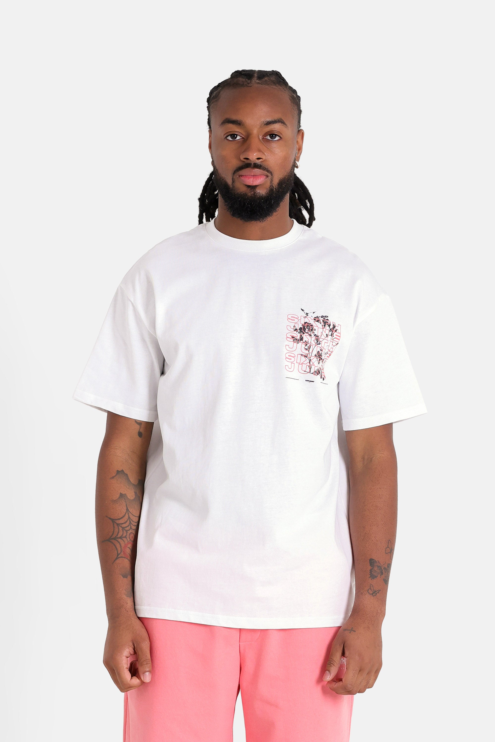 Flower SJ Square ss Tshirt  25206-WHIT