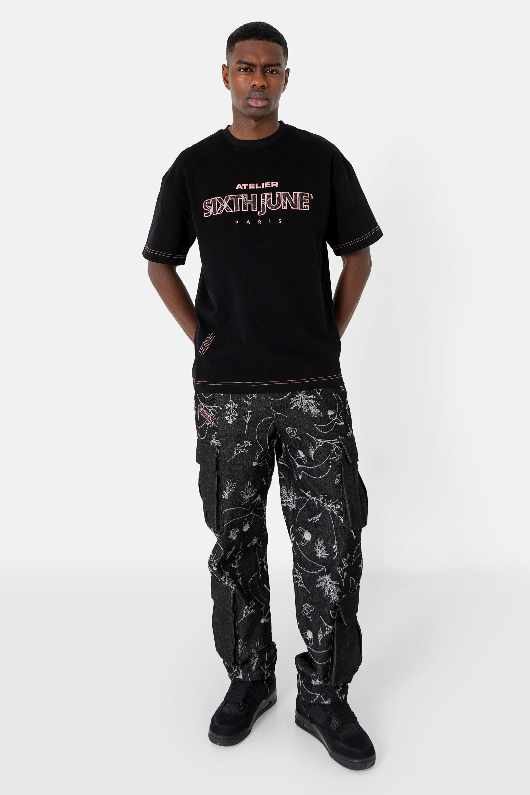 Cargo Denim Pants Royal Beetle Graphic 25501-BLAC