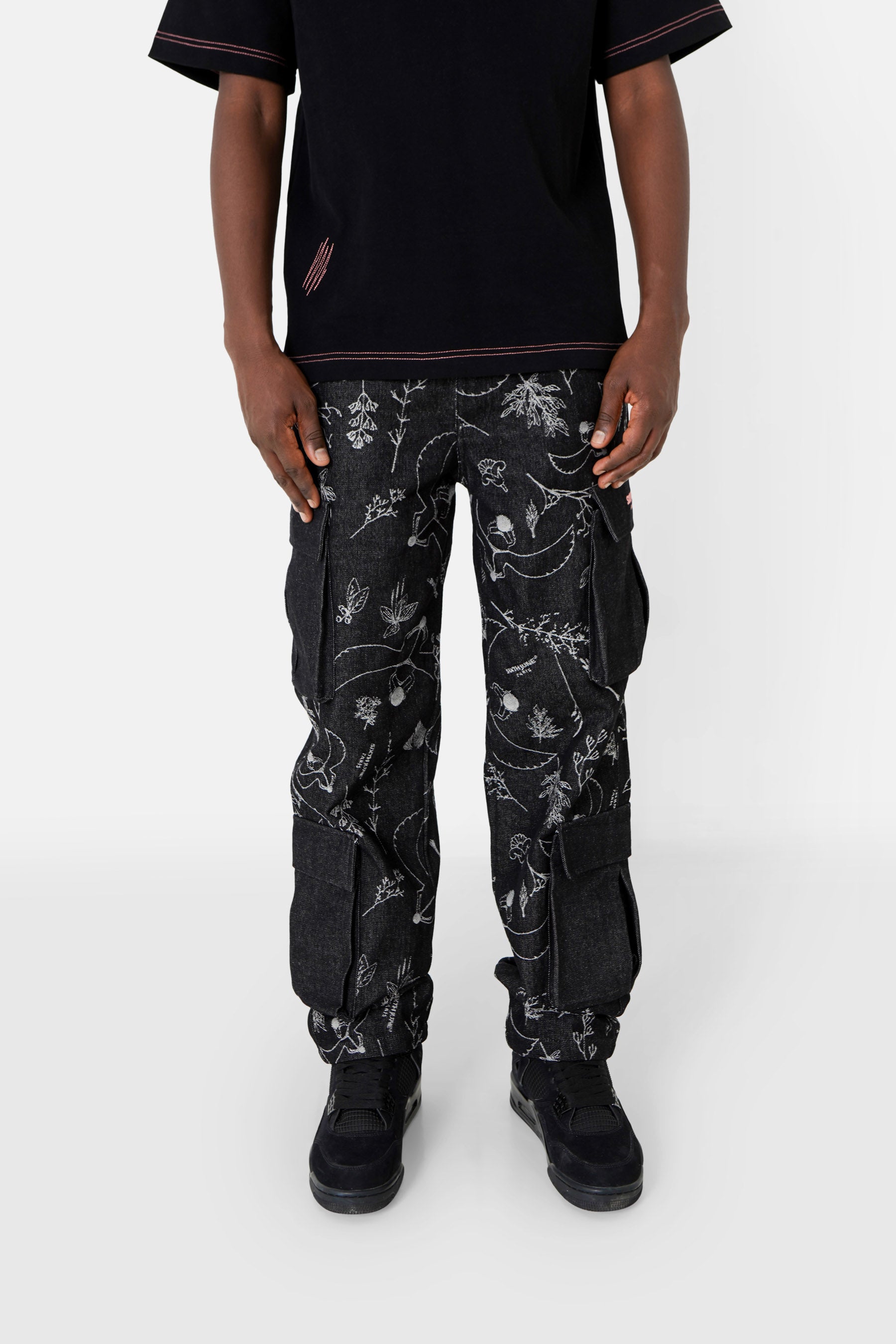 Cargo Denim Pants Royal Beetle Graphic 25501-BLAC