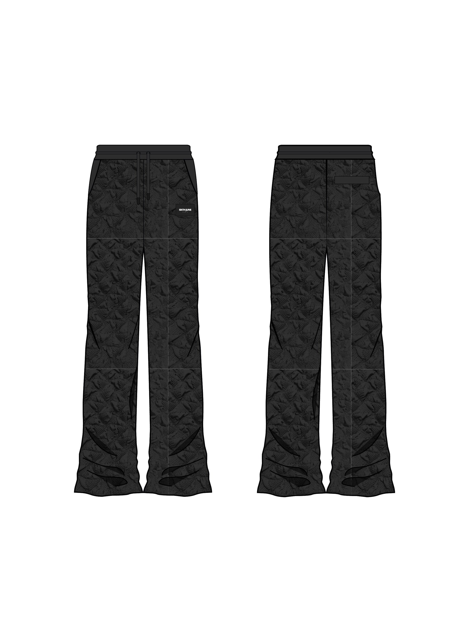 Flared Pants Royal Beetle Textured Fabric 25514-BLAC