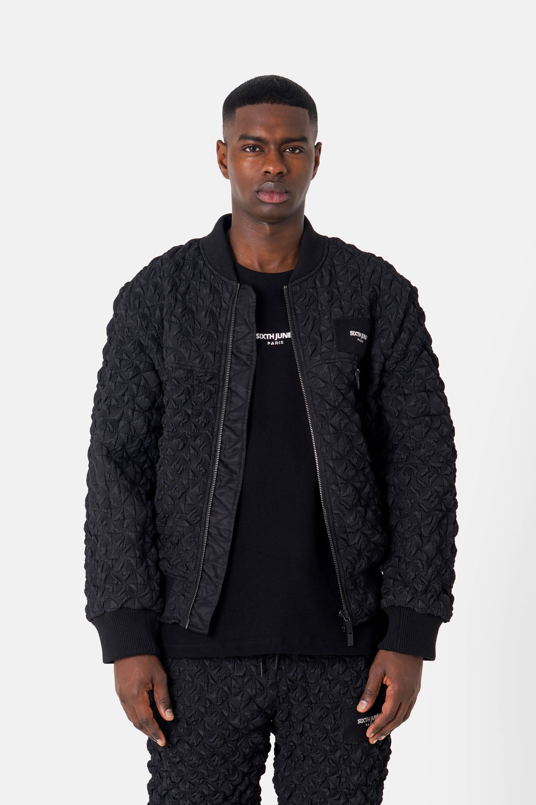 Bomber Jacket Royal Bettle Textured Fabric 25515-BLAC