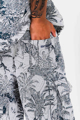 Sixth June Jungle Jacquard Tapestry Modular Cargo Pants 25640-NAVY