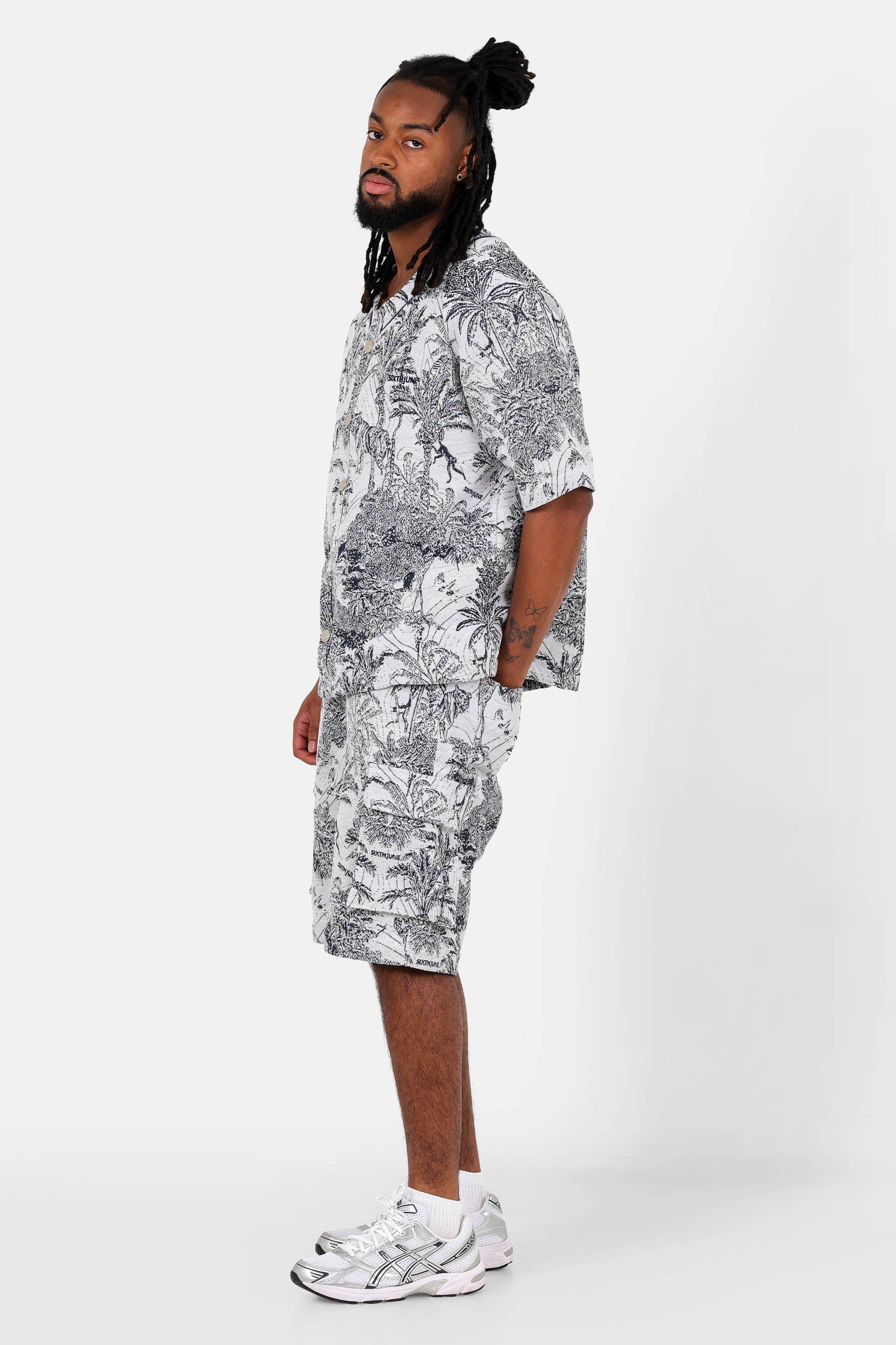 Sixth June Jungle Jacquard Tapestry Modular Cargo Shorts 25640-NAVY