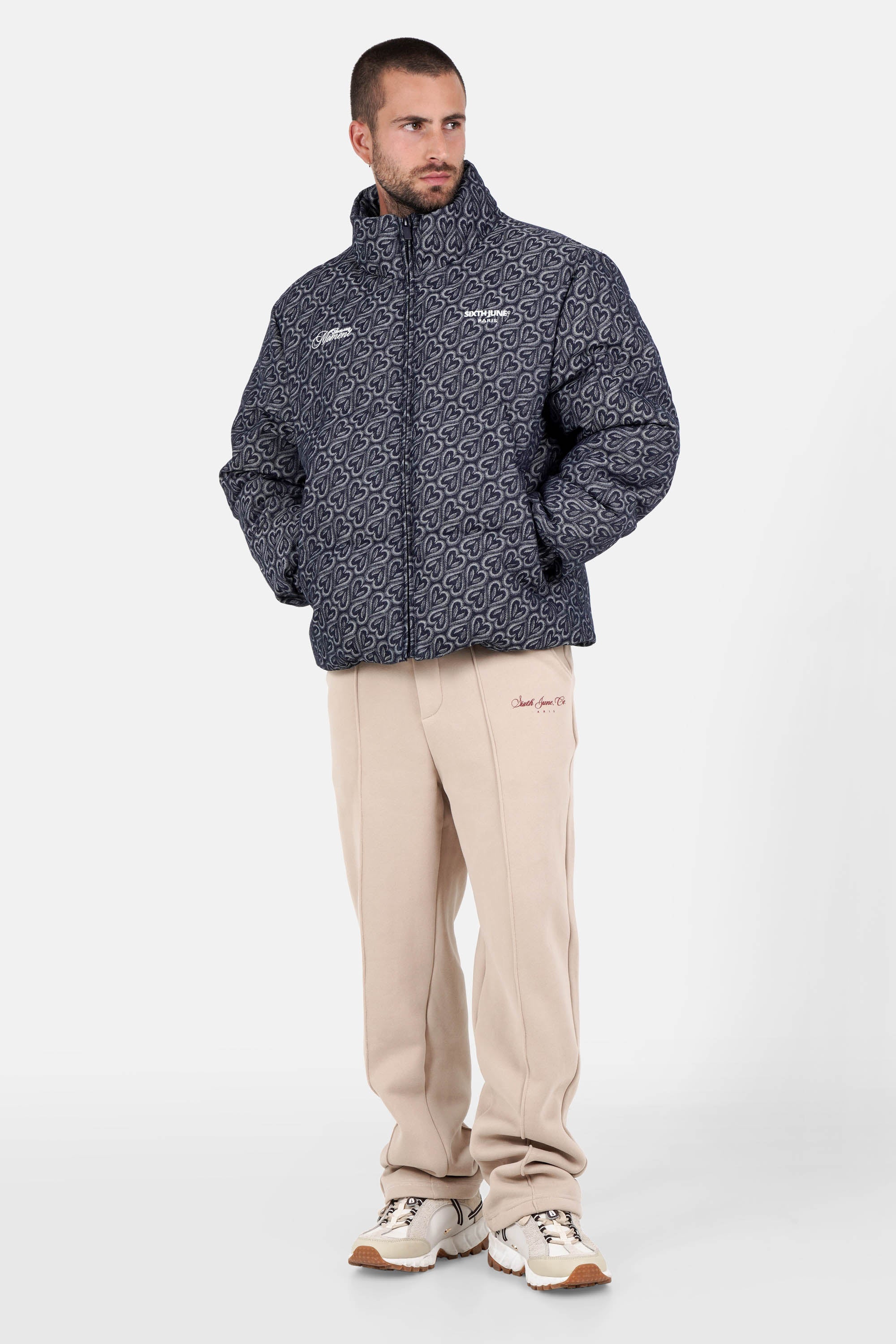 Denim Heart Pattern Sixth June Puffer 25713-DBLU