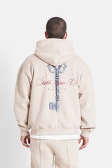 The Key Sixth June Signature Print Hoodie 25716-BEIG