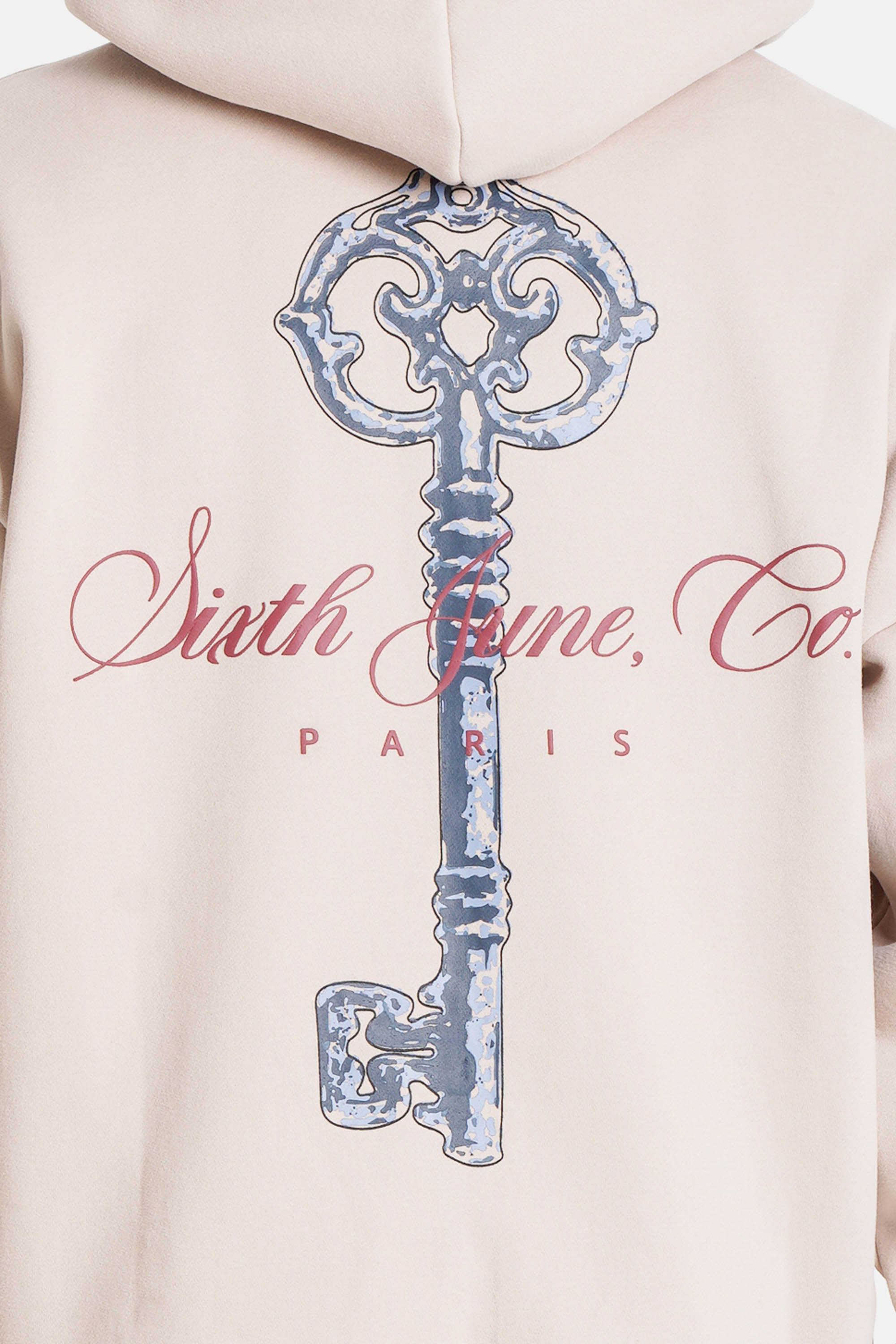 The Key Sixth June Signature Print Hoodie 25716-BEIG