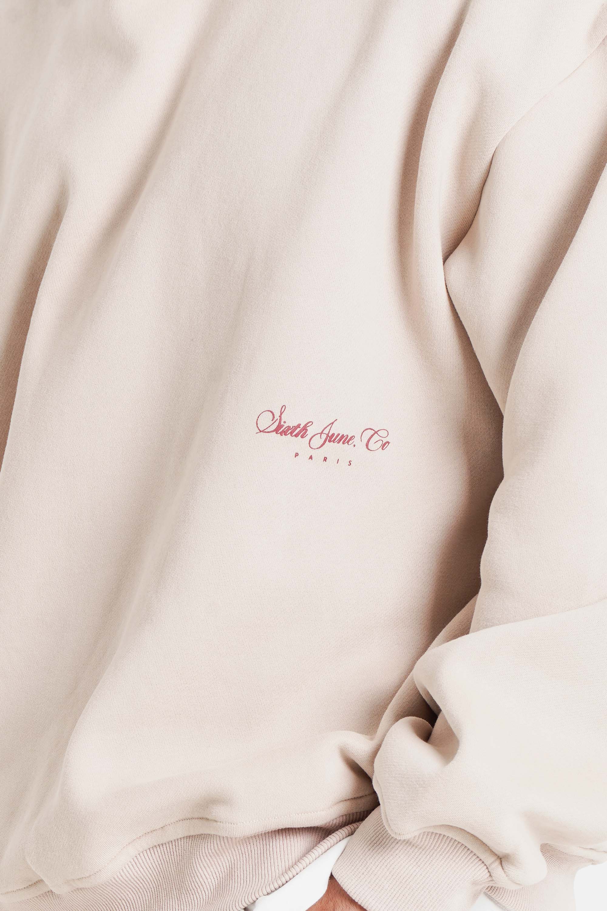 The Key Sixth June Signature Print Hoodie 25716-BEIG