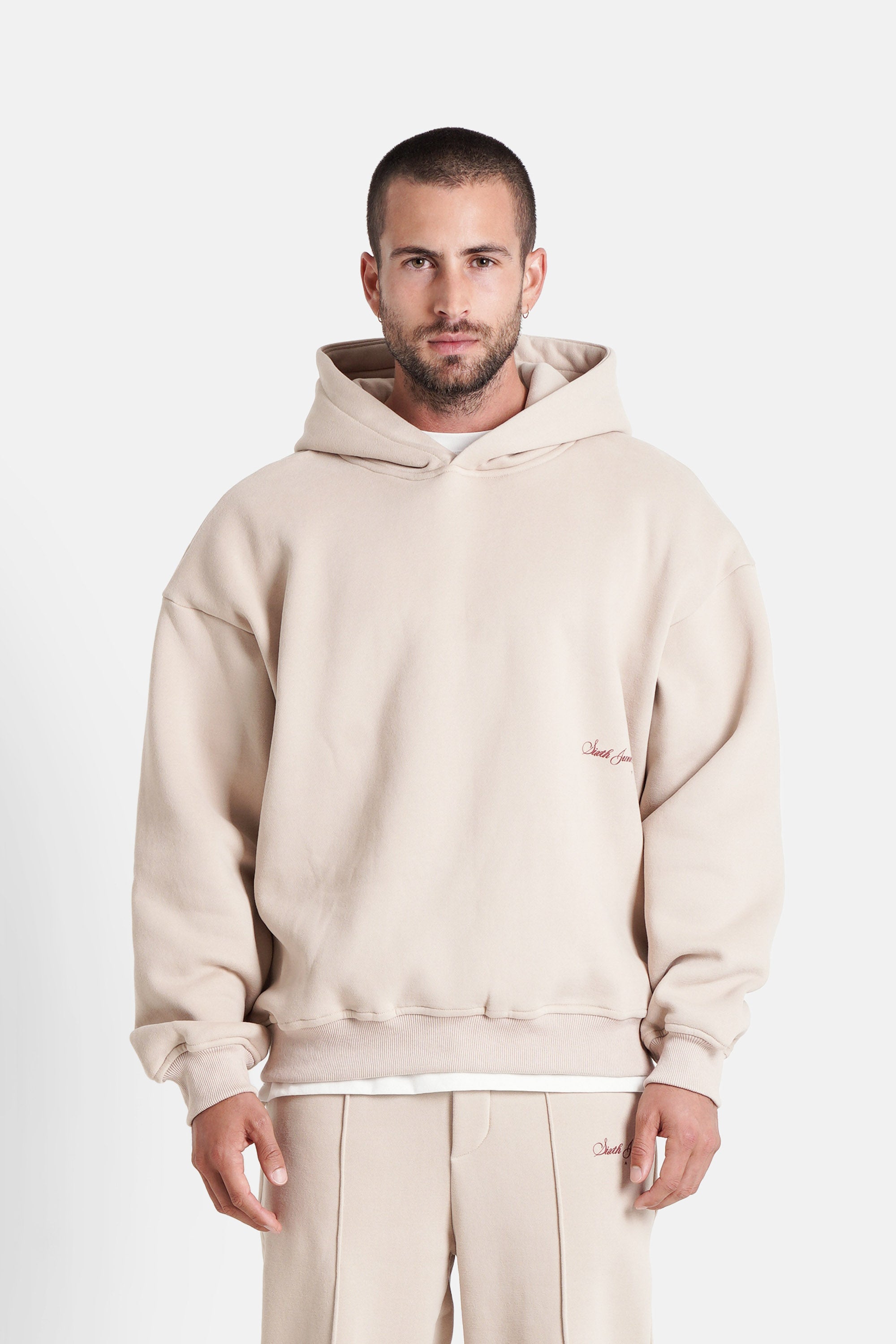 The Key Sixth June Signature Print Hoodie 25716-BEIG