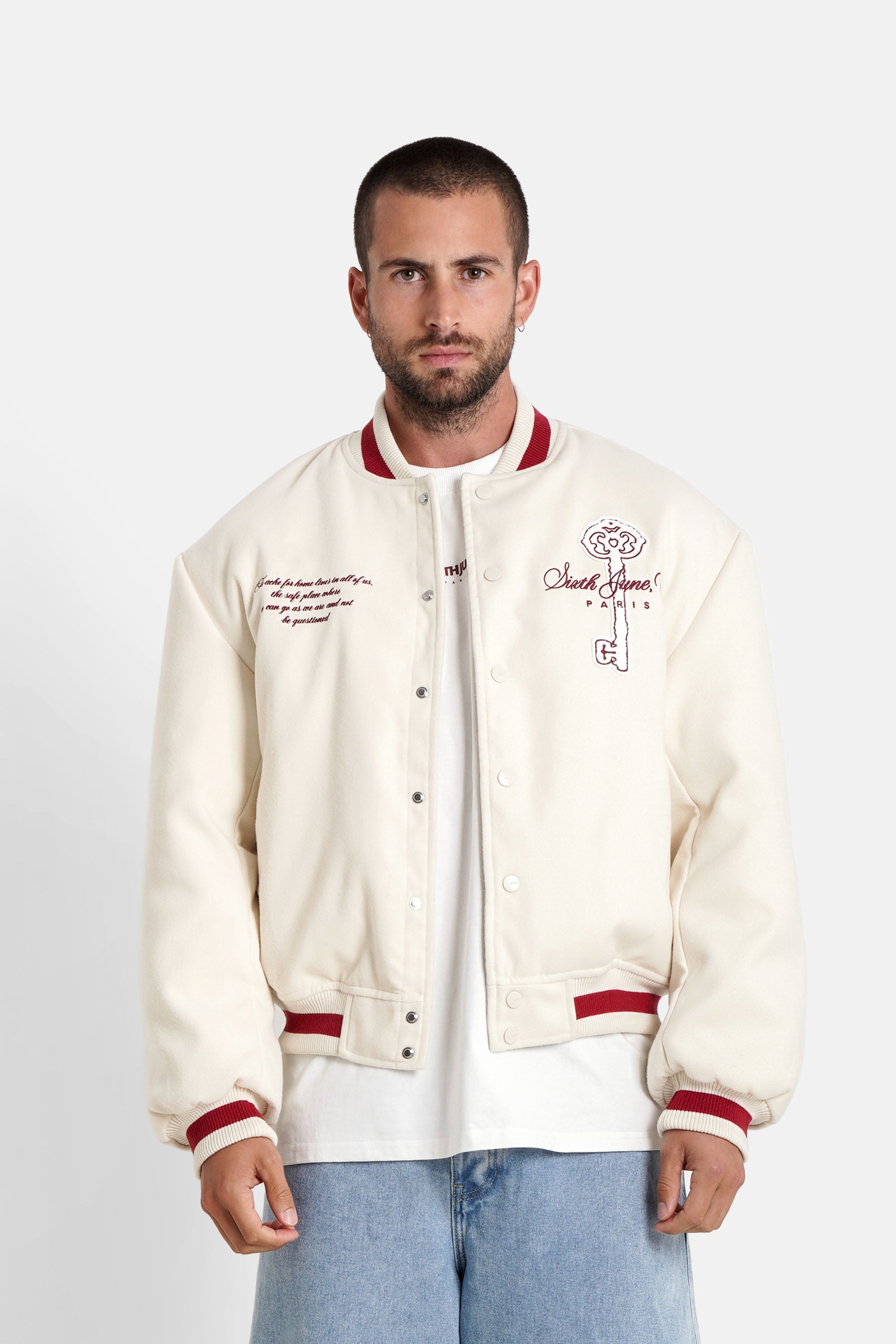The Key Sixth June Varsity Jacket 25726-BEIG