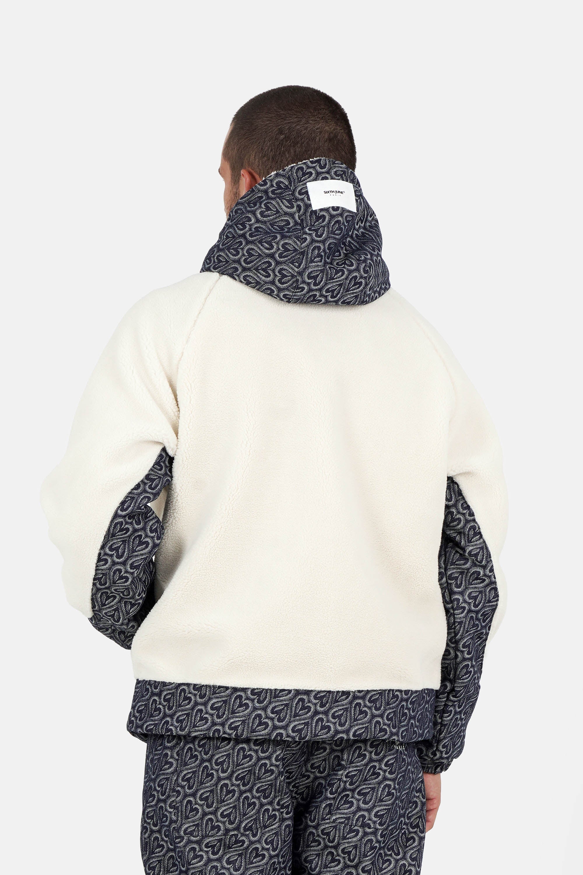 Sherpa Denim Heart Pattern Sixth June Jacket 25727-DBLU