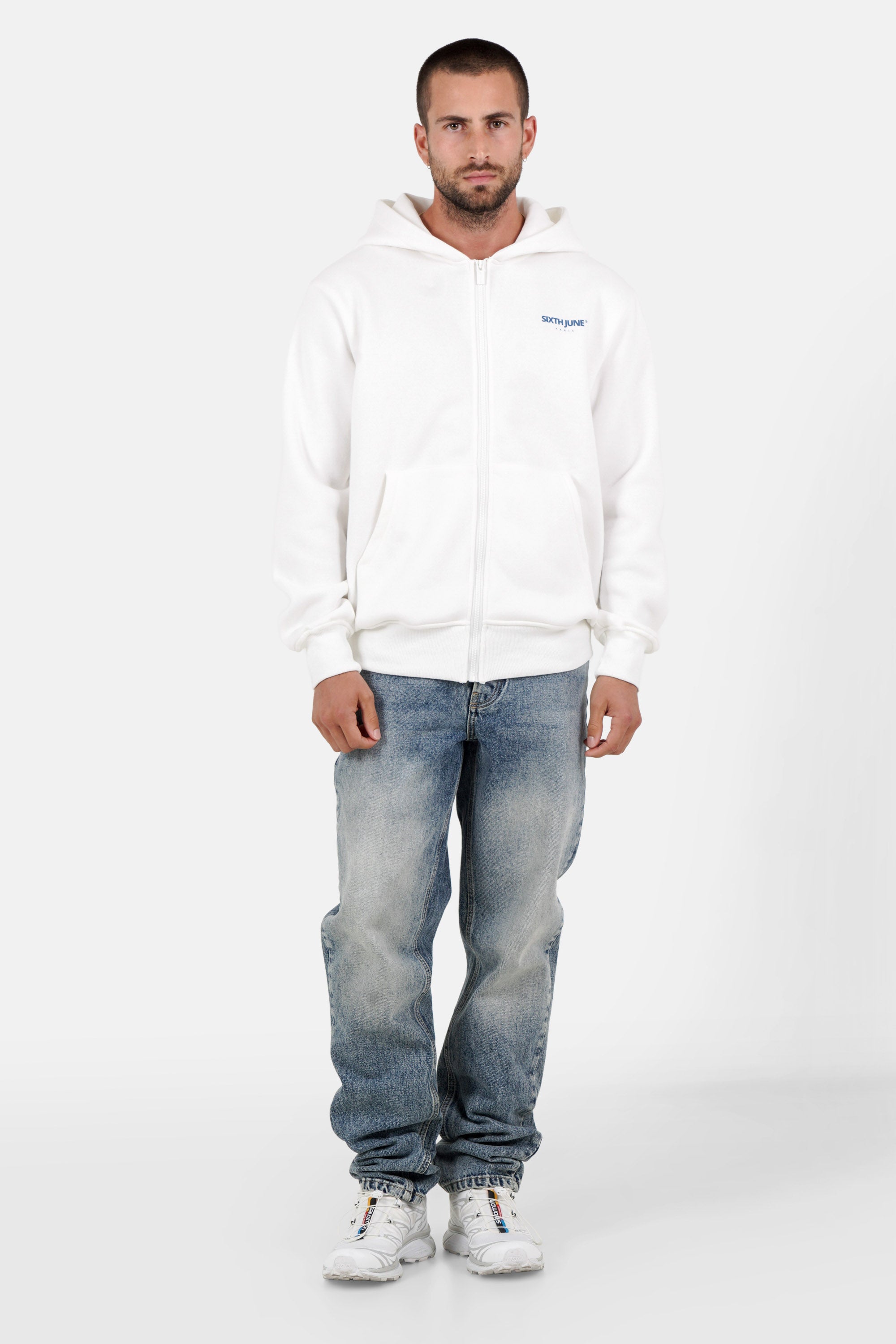 Sixth June Parisian Building Print Zip Up Hoodie 25729-WHIT