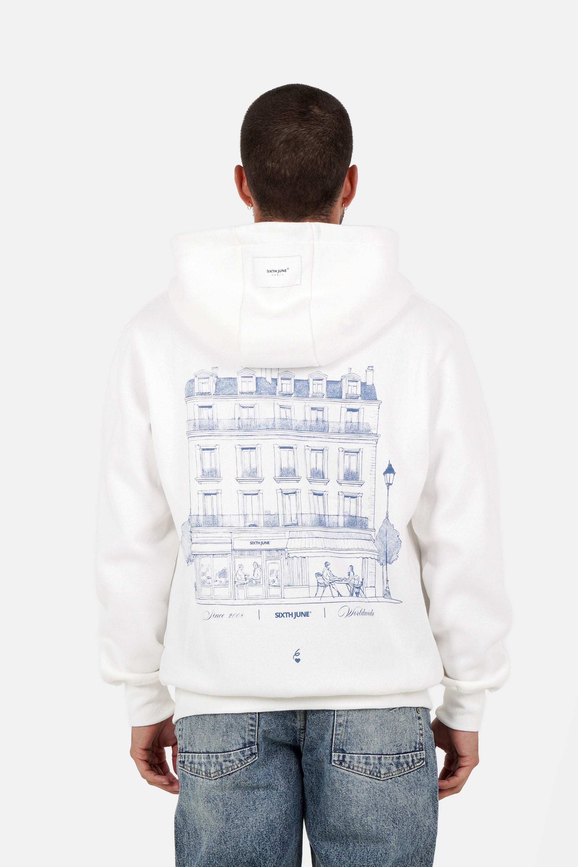 Sixth June Parisian Building Print Zip Up Hoodie 25729-WHIT