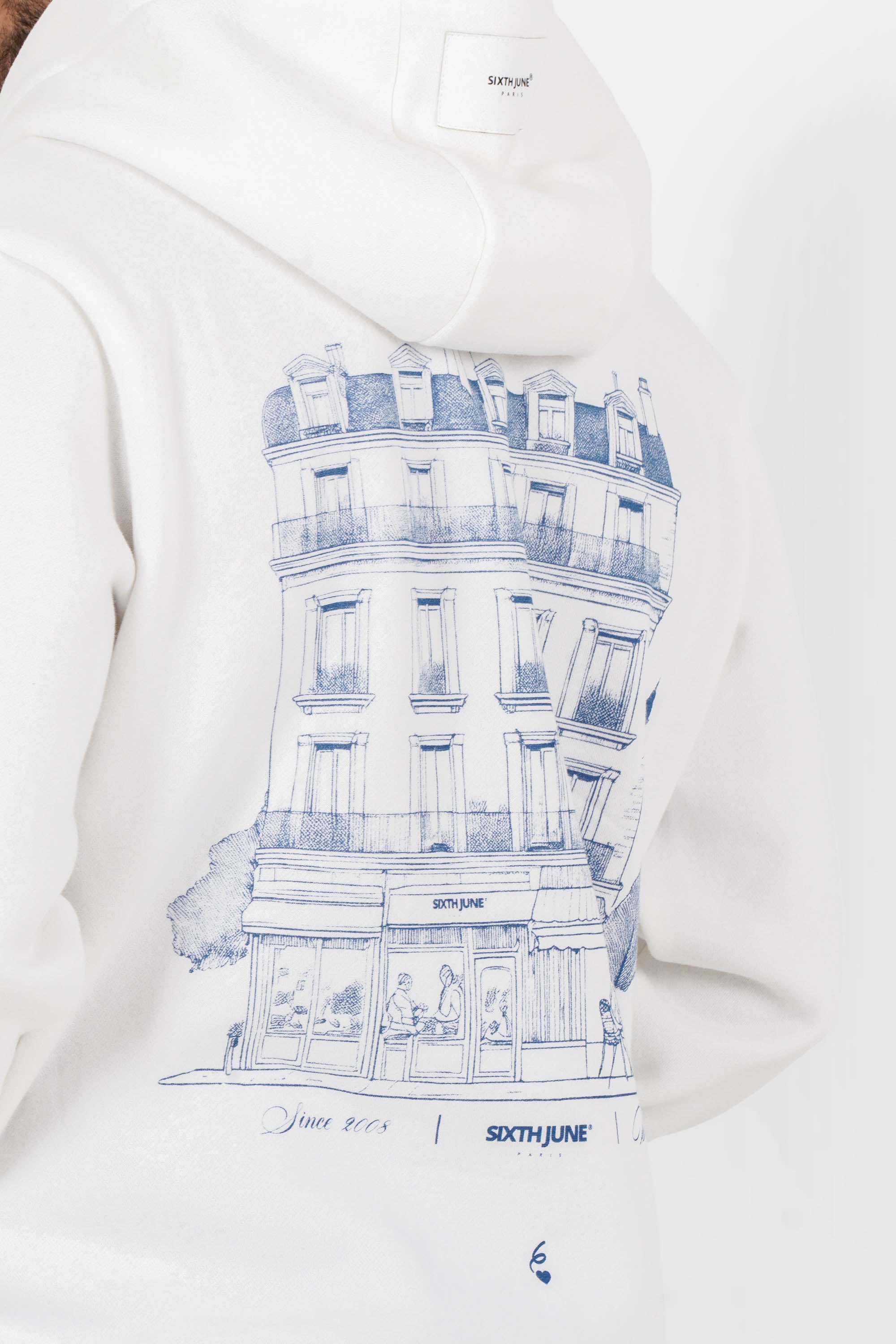 Sixth June Parisian Building Print Zip Up Hoodie 25729-WHIT